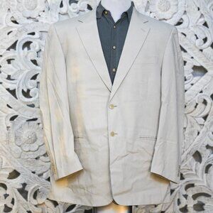 Haspel Perfect Poplin Men's Blazer 46L Beige Tan Structured Fully Lined